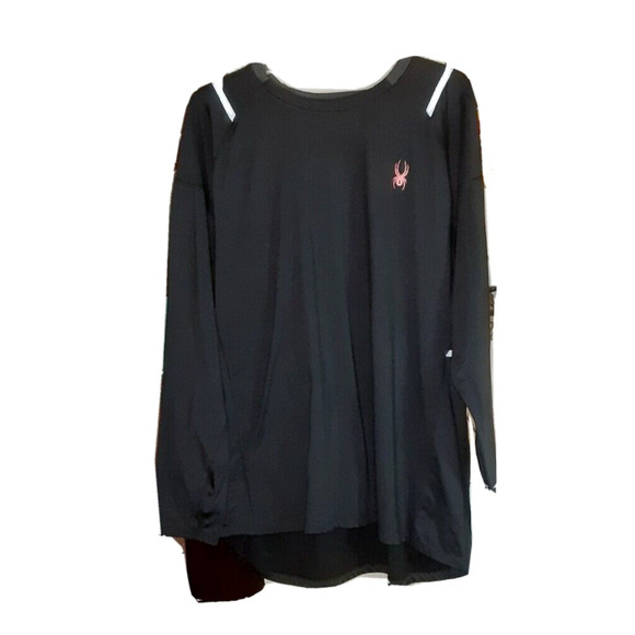 Womens Activewear Top Shirt Top Spyder Proweb Pullover Black Stretch Long Sleeve - Picture 1 of 5